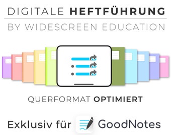 Digital notebook management for GoodNotes | School notebook with individual links in landscape format