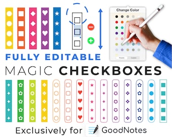 GoodNotes digital stickers: MAGIC CHECKBOXES | color editable elements