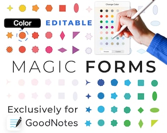 GoodNotes digital stickers: MAGIC FORMS | SHAPES | color editable elements