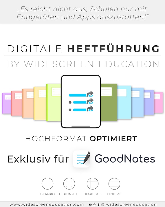 Digitale Heftführung für GoodNotes | Schulheft mit individuellen Verlinkungen im Hochformat