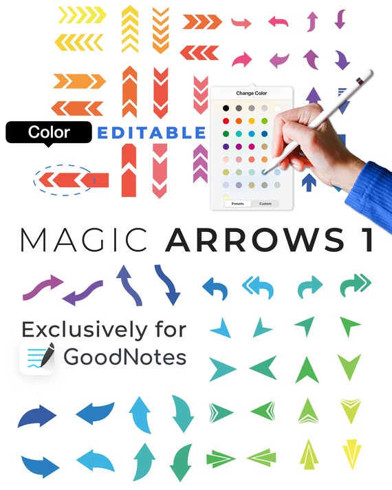 Goodnotes Digital Stickers MAGIC ARROWS 1 Color Editable Etsy