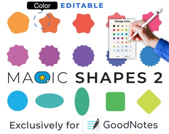 GoodNotes digital stickers: MAGIC SHAPES 2 | color editable elements