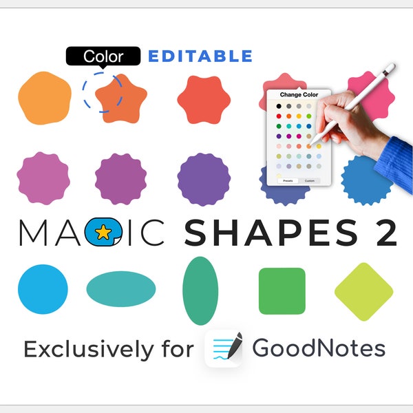 digitale Sticker GoodNotes: MAGIC SHAPES 2 | color editable elements