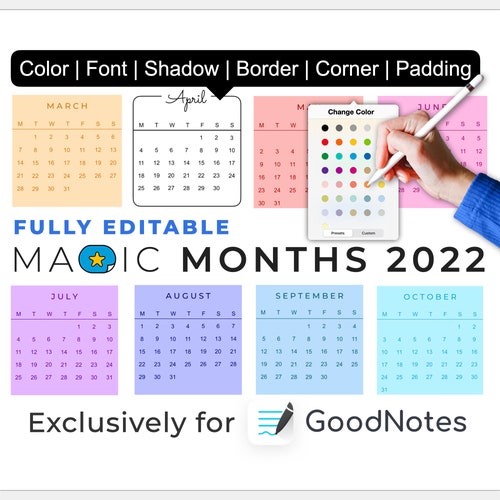 Goodnotes Digital Stickers MAGIC NUMBERS Color Editable Etsy