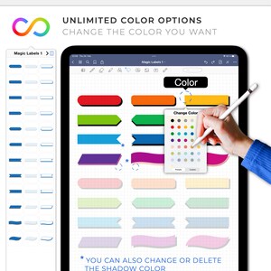 Goodnotes Digital Stickers: MAGIC LABELS | Color Editable Elements - Etsy