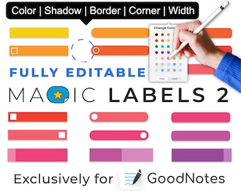 GoodNotes digital stickers: MAGIC LABELS 2 | color editable elements