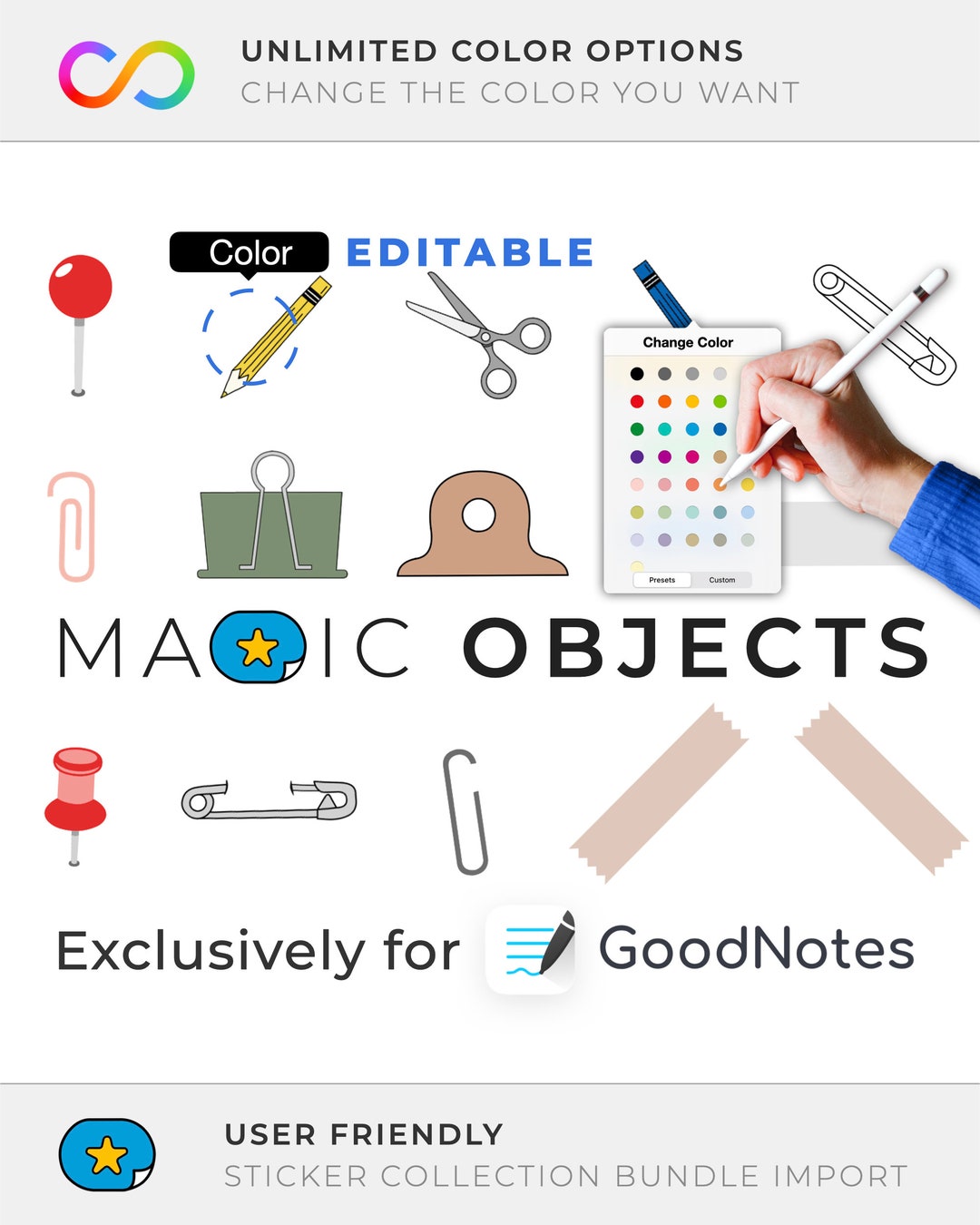 Digital Stickers Goodnotes: MAGIC OBJECTS | Color Editable Elements - Etsy
