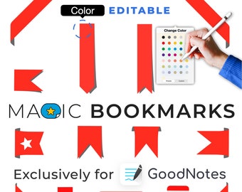 GoodNotes digital stickers: MAGIC BOOKMAKRS | color change stickers