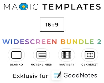 GoodNotes MAGIC TEMPLATES Landscape | WIDESCREEN Bundle 2 | graph, music, crossbred, blank