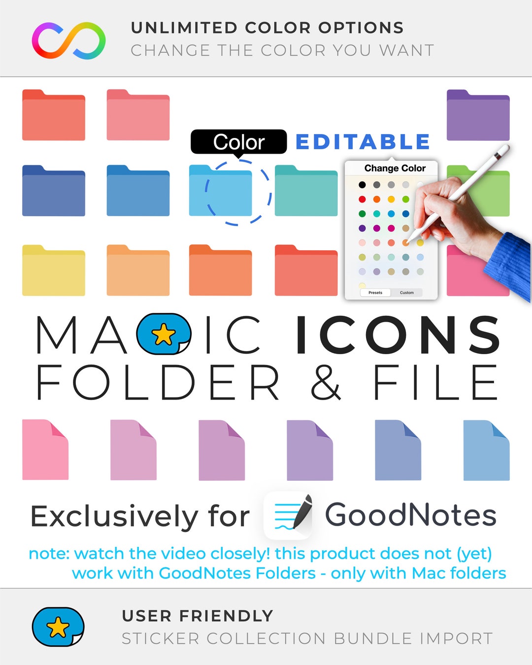 Digitale Sticker GoodNotes Mac FOLDER & FILE ICON color editable