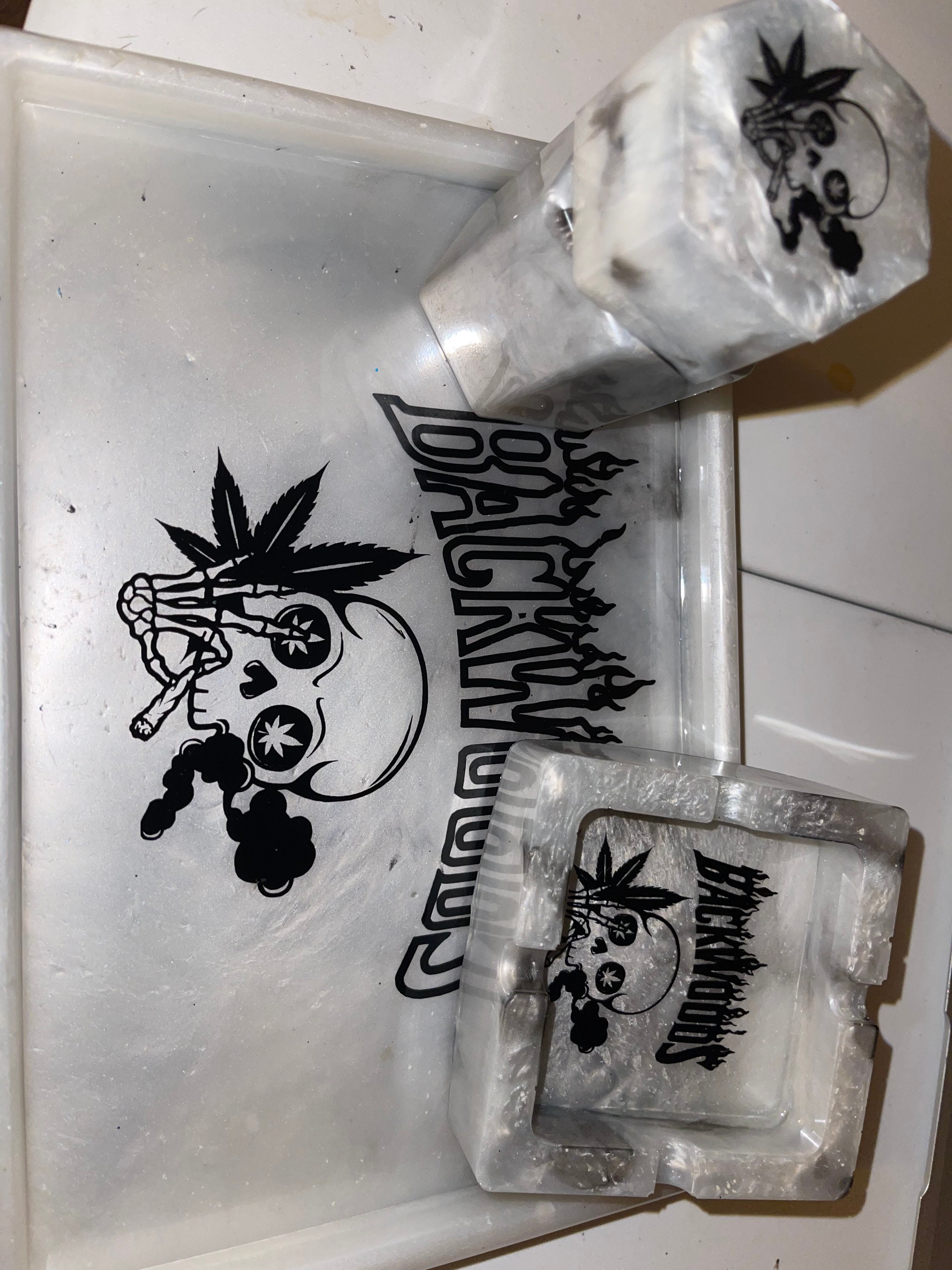 Skull backwood rolling tray set Etsy