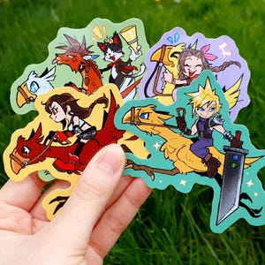 FFVII Chocobo Racing Stickers - Cloud - Tifa - RedXIII - Cait Sith - Aerith - Barret - Vincent