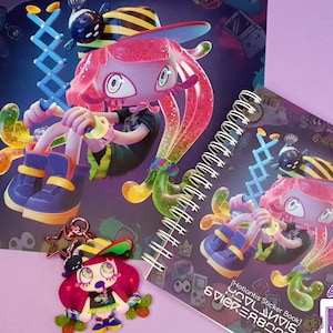 Harmony Bundle - Ciondolo in acrilico da 3 pollici - Libro di adesivi riutilizzabili A6 - Stampa artistica su carta riciclata