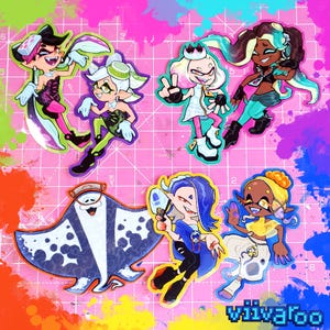 Splatoon Idol Stickers! Mix and Match! - Squid Sisters - Off The Hook - Deep Cut - Waterproof!