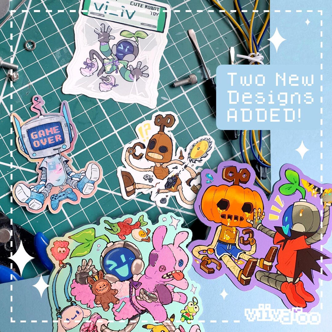 Robot Stickers NEW ADDED - Transparent - Holographic - Waterproof Vinyl ...