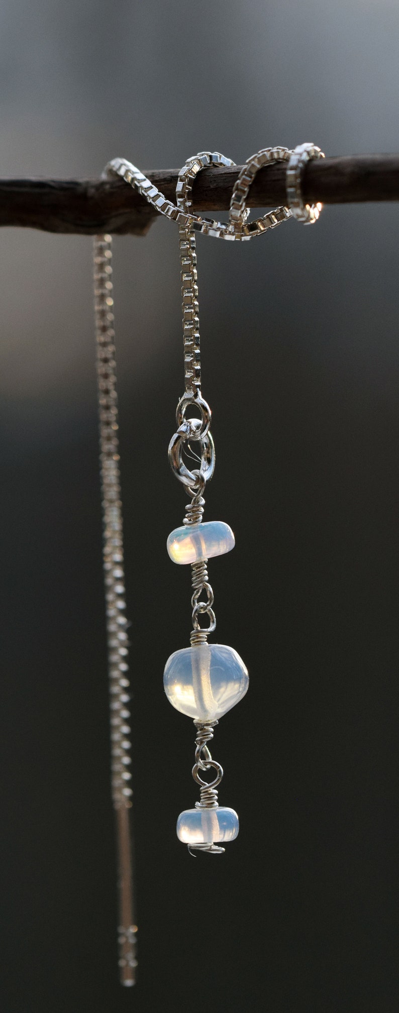 Ethiopian Welo Opal with Sterling Silver Ear Threader Earrings *October Birthstone*