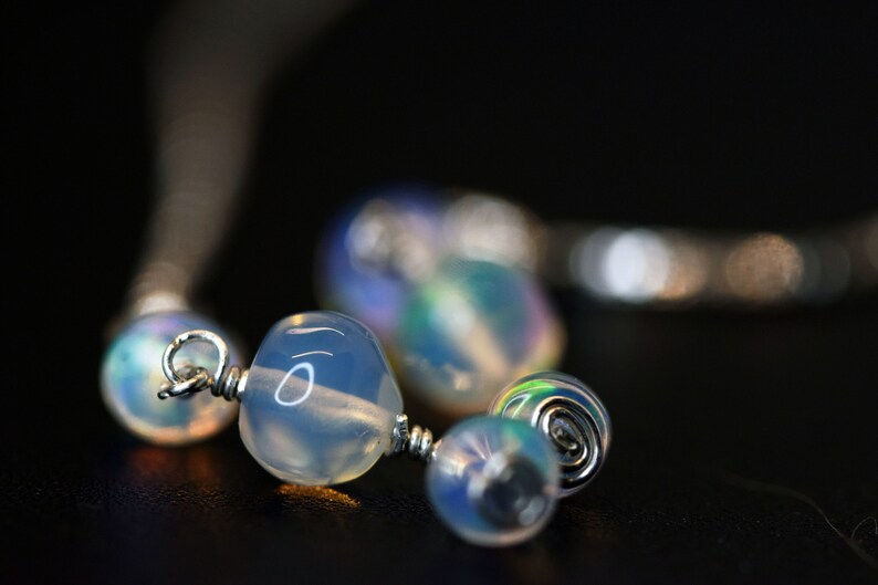 Ethiopian Welo Opal with Sterling Silver Ear Threader Earrings *October Birthstone*