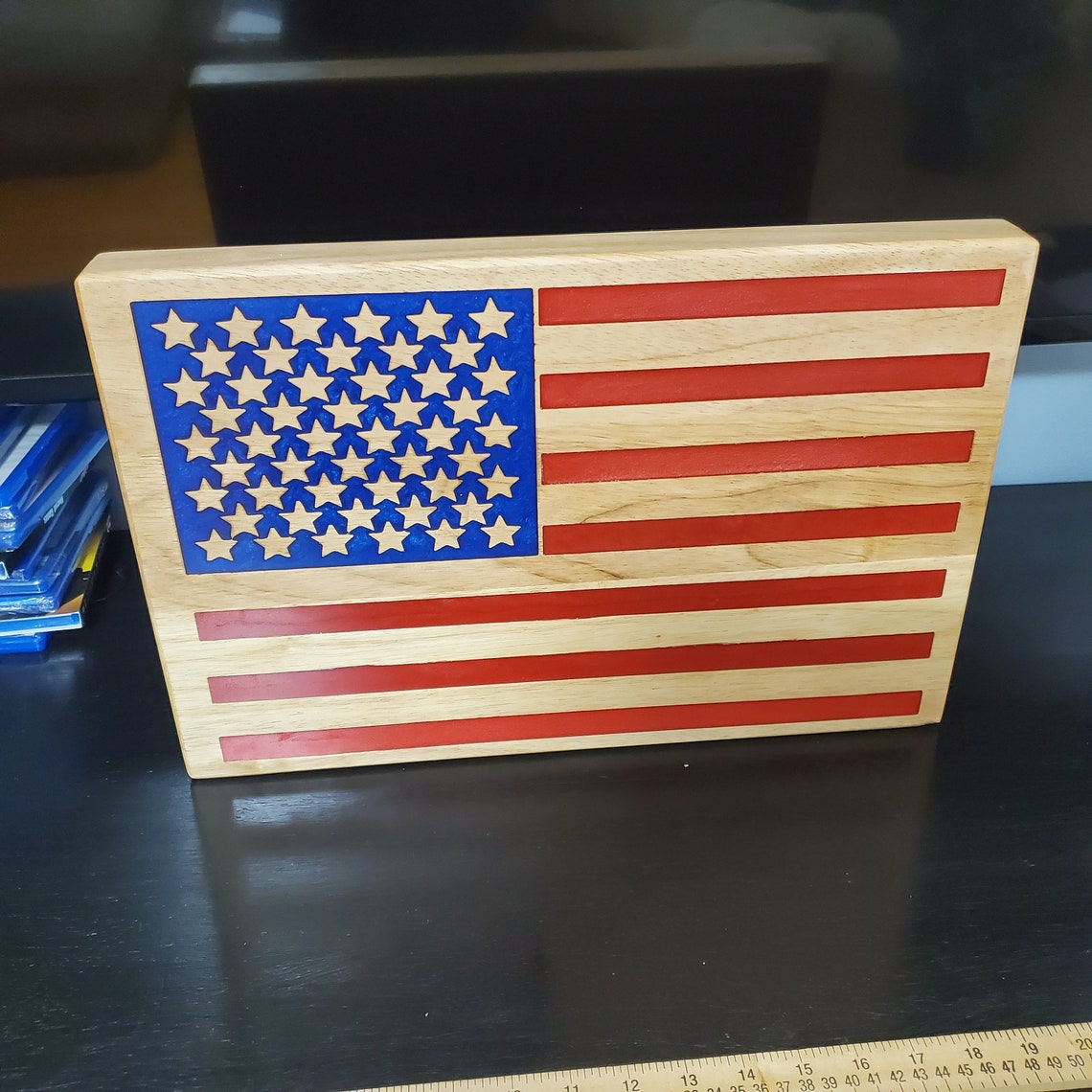 American Flag Cutting Board.cut With Cnc and Filled With Etsy