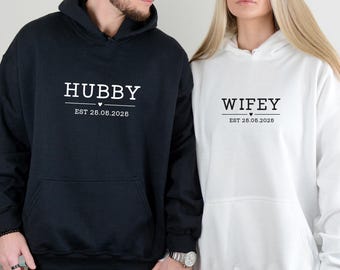 Couples Hoodie, Honeymoon Hoodie, Couple Hoodie, Matching Hoodie, Wifey Hoodie, Hubby Hoodie, Wedding Hoodie, Custom Bridal Top, Mrs To Be