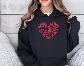 Valentines Day Hoodie, Heart Pullover, Love Hoodie, Women's Valentine's Day Top, Red Heart Hoodie, Cute Love Top, Funny Valentines Hoodie