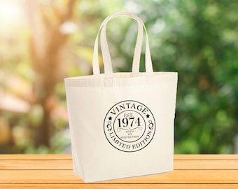 Birthday Tote Bag, 50th Birthday Gift, 40th Birthday Bag, 1974 Birthday Gift, 1984 Birthday Gift, 1994 Birthday Gift, 1964 Birthday Bag