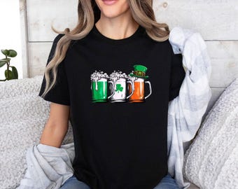 Irish Beer St Patrick's Day T-shirt, Perfect Gift For Beer Lover, Funny Shamrock Shirt, Paddy's Day Drinking Tee, Lucky T Shirt, Bow T-Shirt