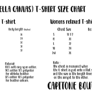 a white t - shirt with a black and white font description