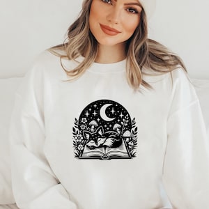 Fox-Buch-Sweatshirt, Pullover für Bücherwürmer, Geschenk für Bücherliebhaber, Sweatshirt für Leseratten, Geschenk für Bibliothekare, Pullover für Bücherwürmer