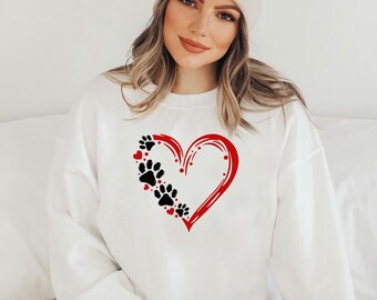 Dog Sweatshirt, Dog Lover Sweater, Dog Mum Gift, Dog Valentines Top, Valentine Day Sweater, Womens Paw Top, Dog Owner Gifts, Dog Walking Top