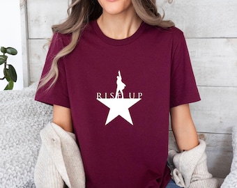 T-shirts Hamilton, T-shirt « Rise Up », T-shirt Alexander Hamilton, Produits dérivés et citations Hamilton, Cadeau d'anniversaire Hamilton, T-shirt Hamilton pour femmes
