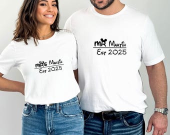 Disney Couple Shirt, Wedding T-shirt, Honeymoon Tshirt, Personalised Shirt, Custom Couple Tee, Mr and Mrs Shirt, Mrs To Be Shirt, Mrs Tshirt