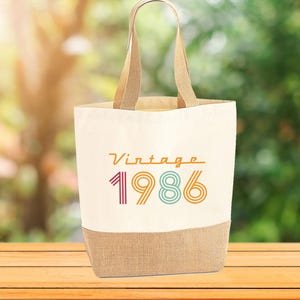 Regalo de cumpleaños de 1986, Bolsa de yute de cumpleaños, Regalo de cumpleaños de 1976, Regalos de 1996, Regalo de 40 cumpleaños, Regalo de 50 cumpleaños, Bolsa de 60 cumpleaños, Cumpleaños de 1966