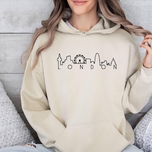 London-Skyline-Hoodie, London-Silhouette, England-Hoodie, Geschenk für Londoner, Geschenk für Reiseliebhaber, London-Reise-Hoodie, Londoner-Hoodie