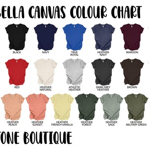 the bella canvas color chart for a t - shirt