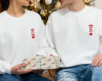 King Queen Sweatshirt, Couples Sweatshirt, Matching Couple, Mr and Mrs Sweater, Valentines Day Gift, Wedding Sweatshirt, Honeymoon Sweater