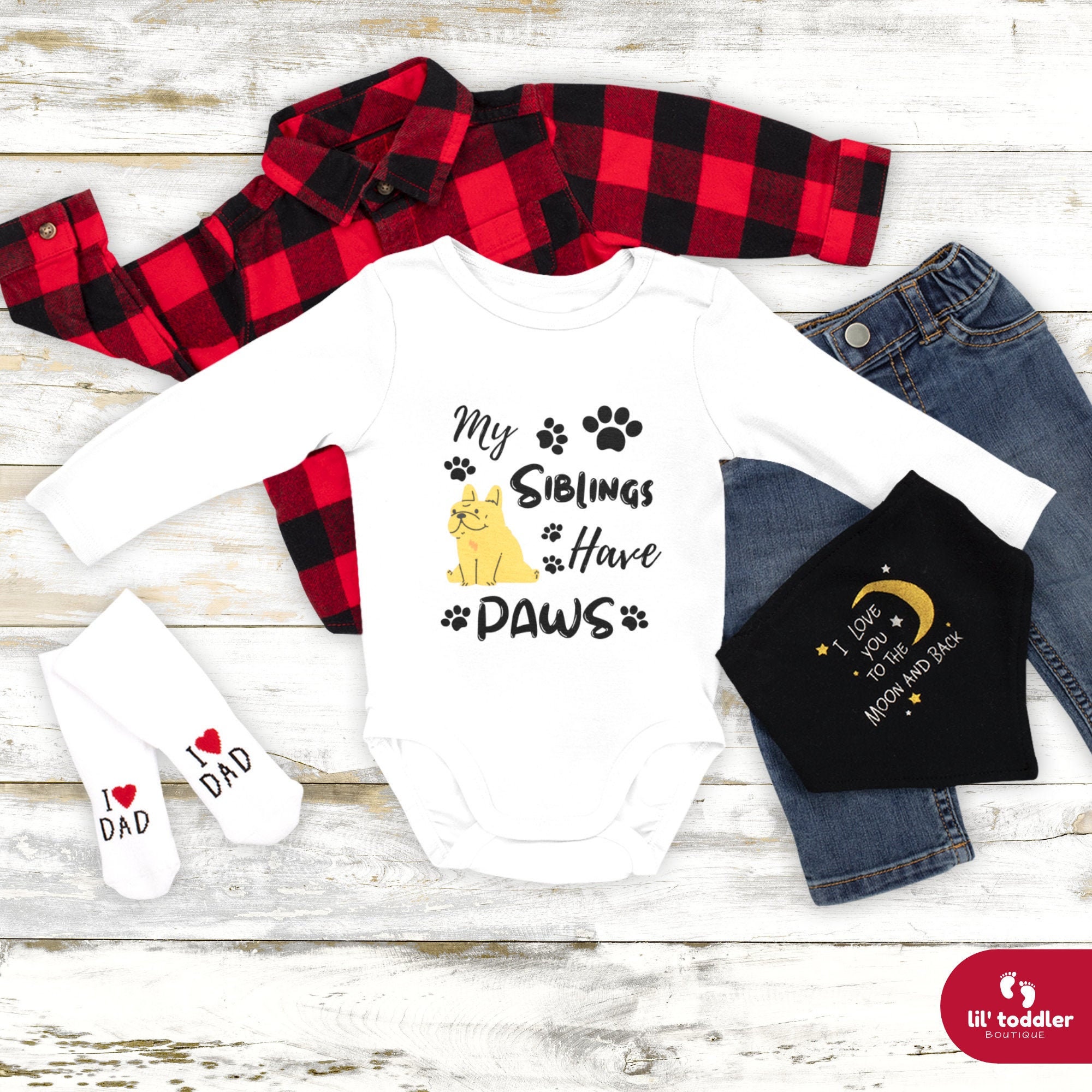 My Siblings Have Paws Onesie® Pet Dog Onesie® Cute Baby Onesie® Dog