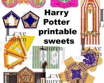 Wizard Sweet Shop Printable Packaging. Seven variations Can be Customised