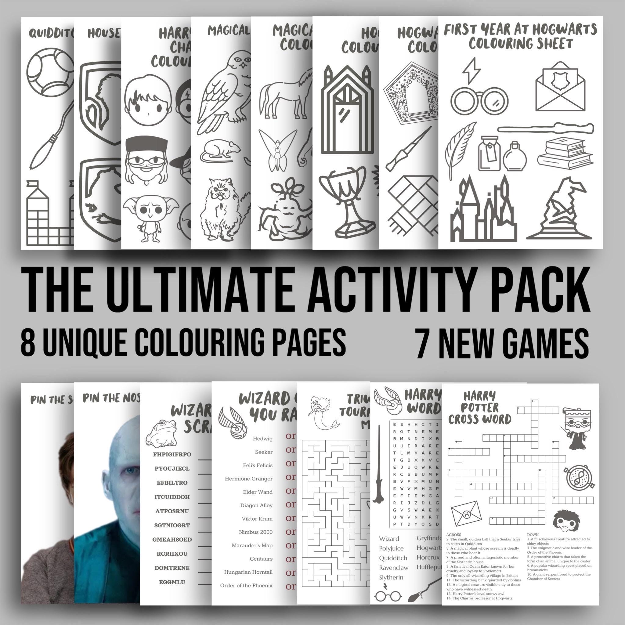 Printable Ultimate Wizard Activity Pack | 8 Colouring Sheets & 7 Games | Instant Download