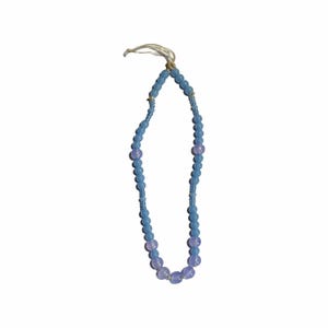 Periwinkle & Crystal Blue Beaded Phone Charm – Customizable Dainty Strap