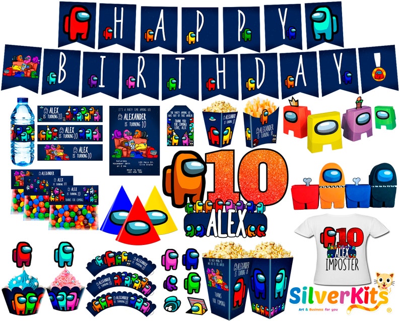 Among us Party Supplies Includes 10 products Among us Birthday Etsy