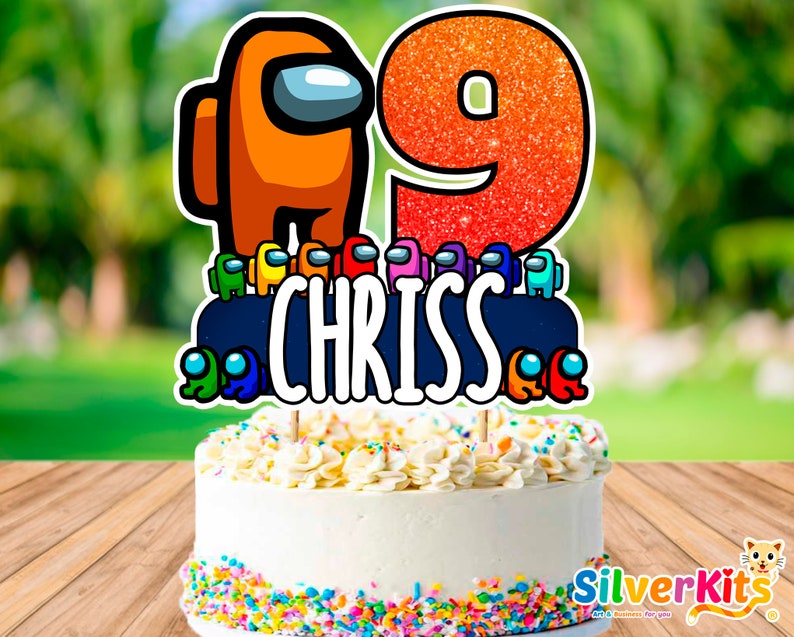 Personalized and Printable with 20 toppers for cupcakes Among us cupcake toppers Among us Cake Topper