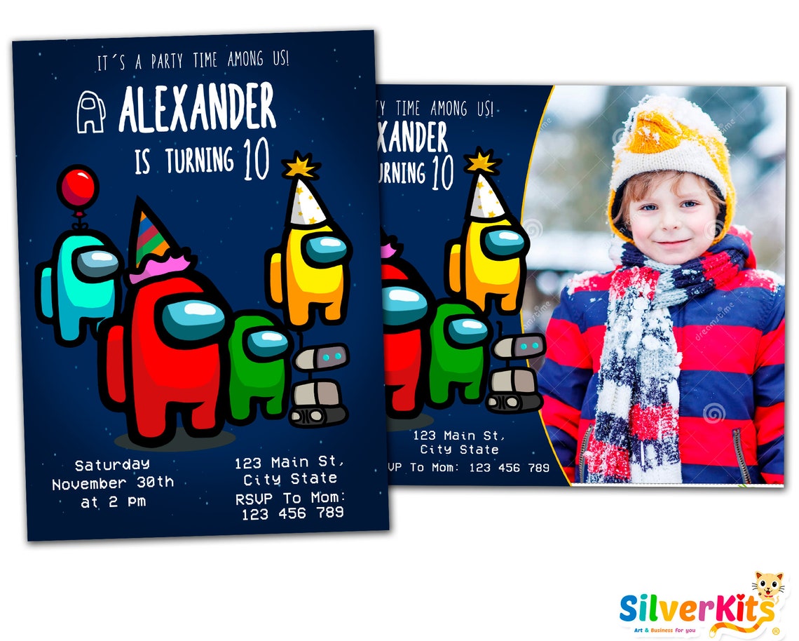Among Us Birthday Party Invitation with Photo Personalized Etsy