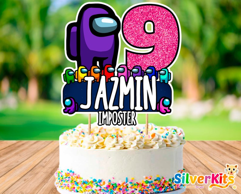 Personalized and Printable with 20 toppers for cupcakes Among us cupcake toppers Among us Cake Topper