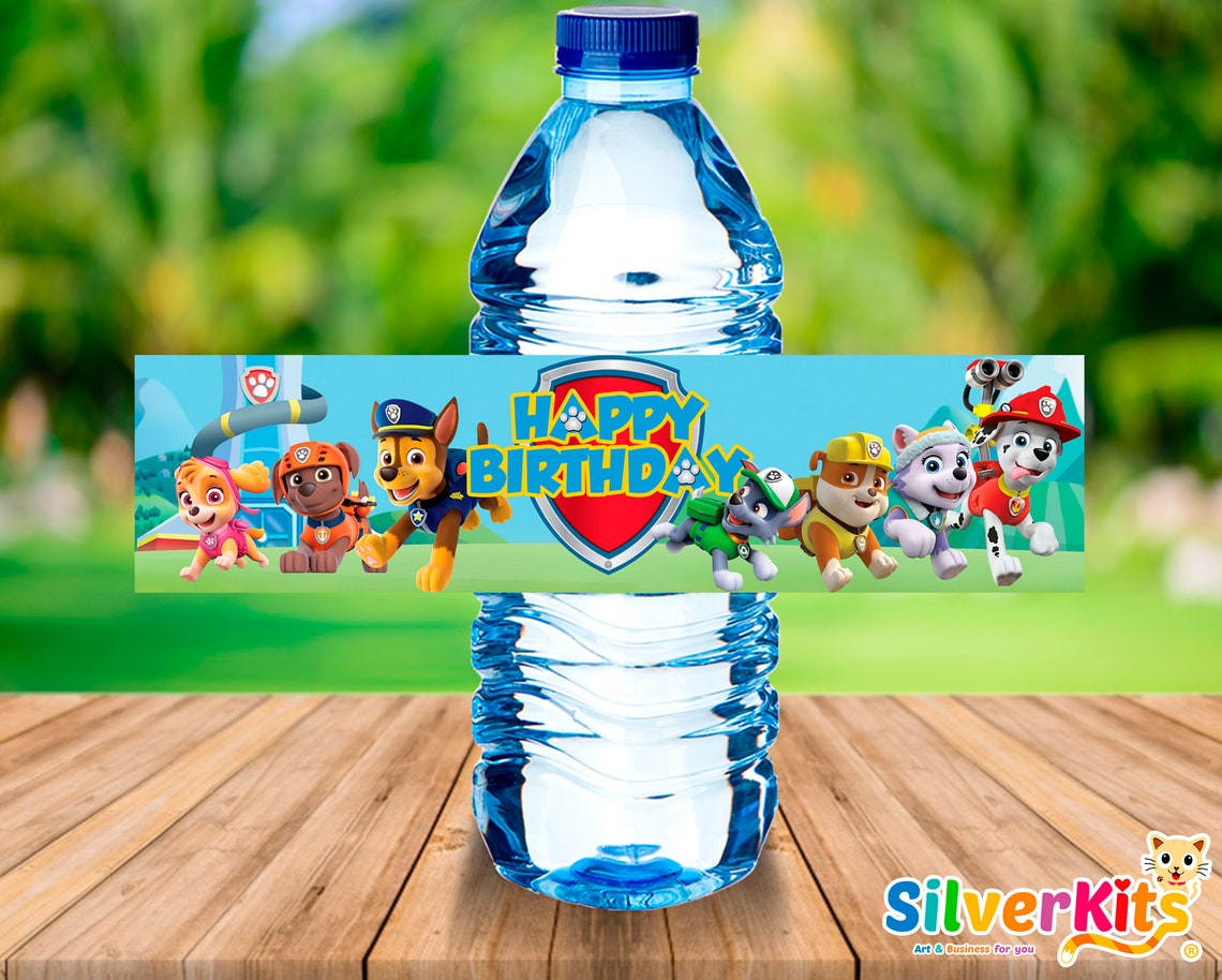 Paw patrol Water Bottle Labels included 6 designs Paw Patrol | Etsy