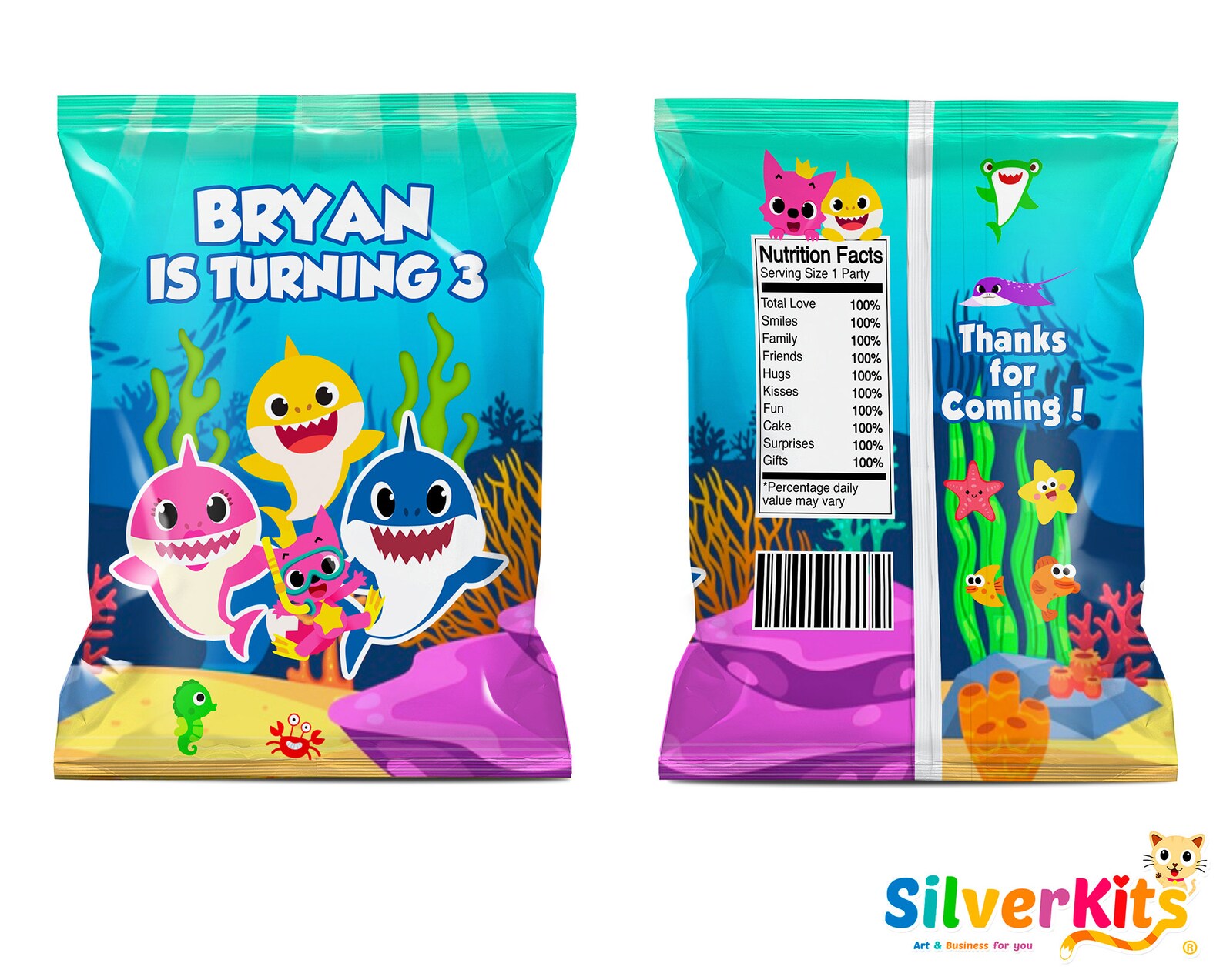 Baby Shark Chips Bags Included 3 designs Chips labels As a | Etsy