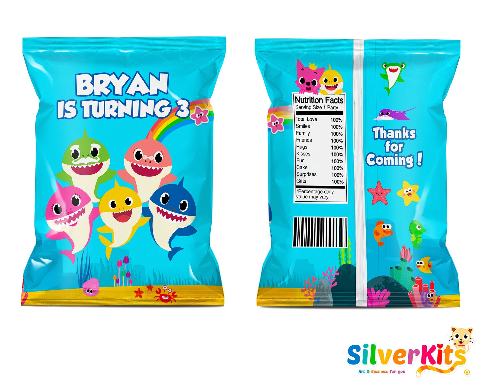 Baby Shark Chips Bags Included 3 designs Chips labels As a | Etsy