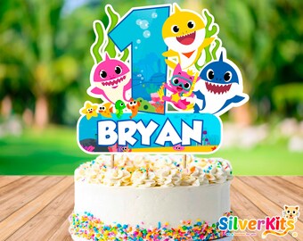 Baby Shark Cake Toppers Custom Cake Topper Birthday Cake Etsy