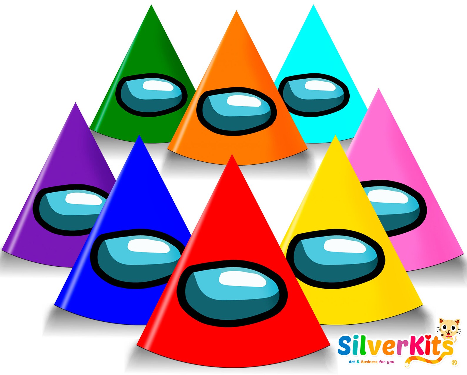 Among us Party Hats included 10 colors Among us Birthday Etsy