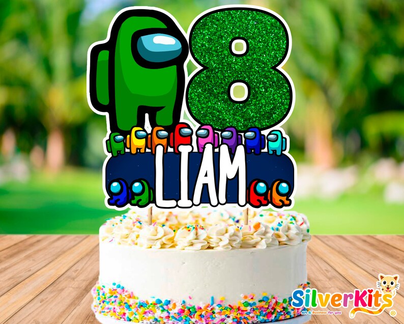 Personalized and Printable with 20 toppers for cupcakes Among us cupcake toppers Among us Cake Topper