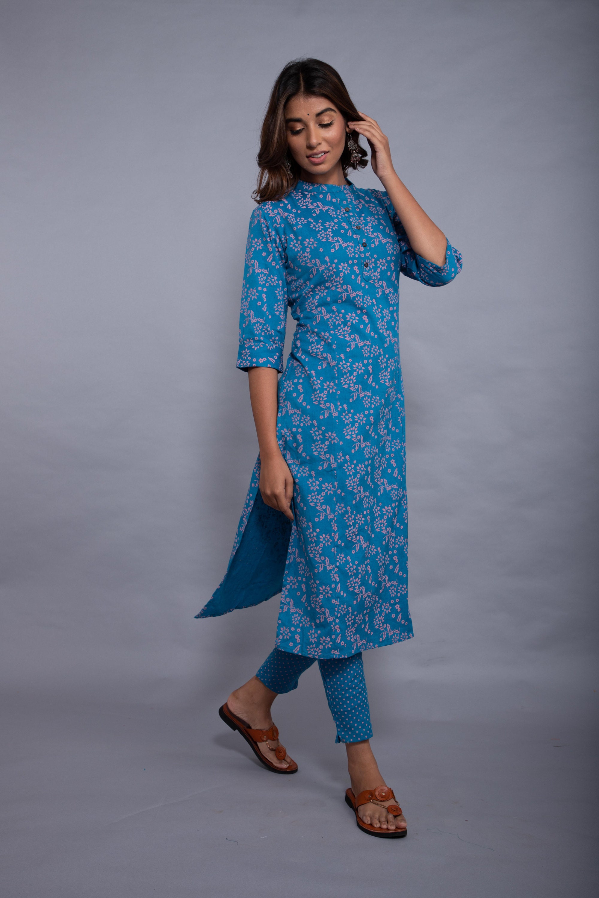 Indische Kurti Set mit Hose Frauen ethnischen Kleid Designer Etsy